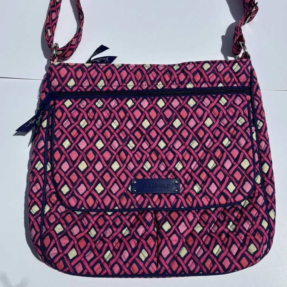 Vera Bradley Katalina Pink Diamonds Messenger Laptop Bag Preowned but Unused